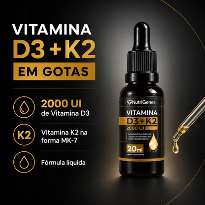 Vitamina D3 + K2 2000 UI em Gotas - Kit com 2 Unidades 20ml