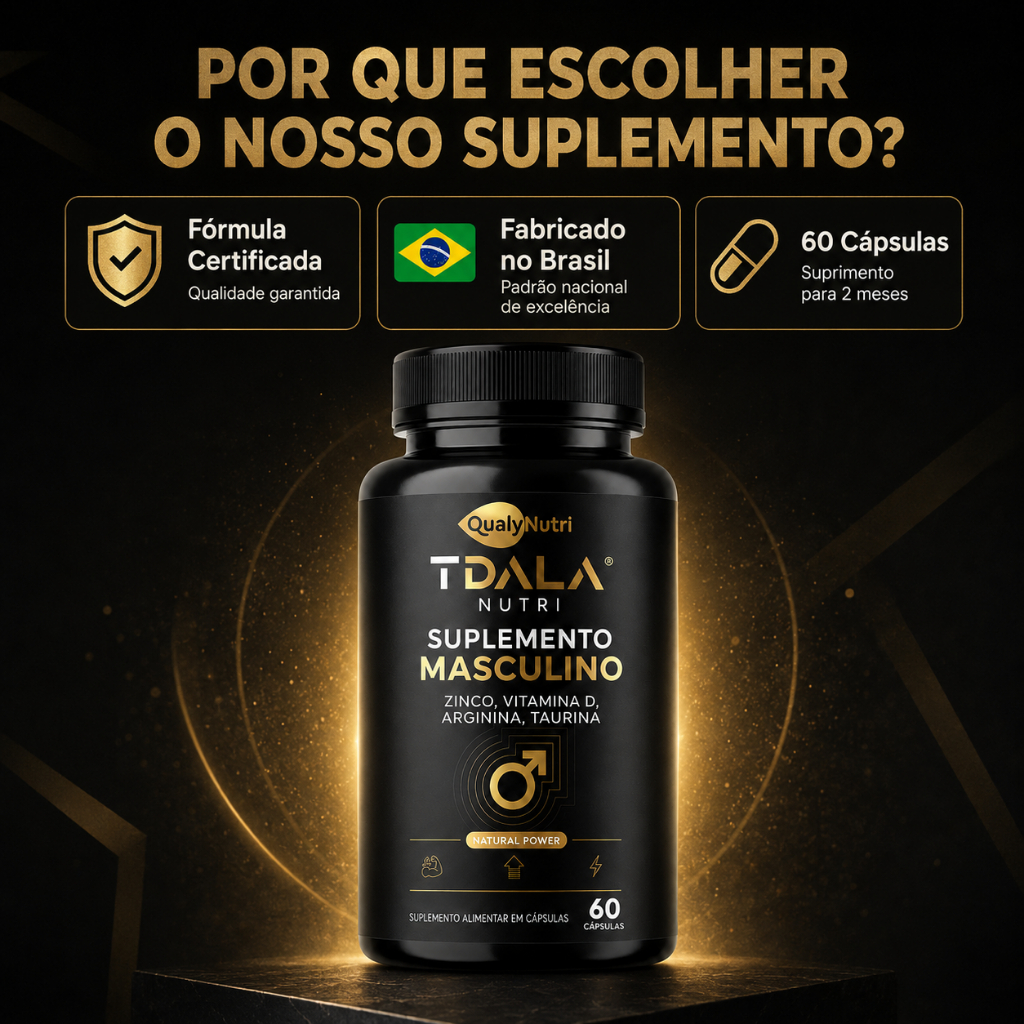 Suplemento Masculino Zinco D3 Arginina Taurina – 60 Cápsulas