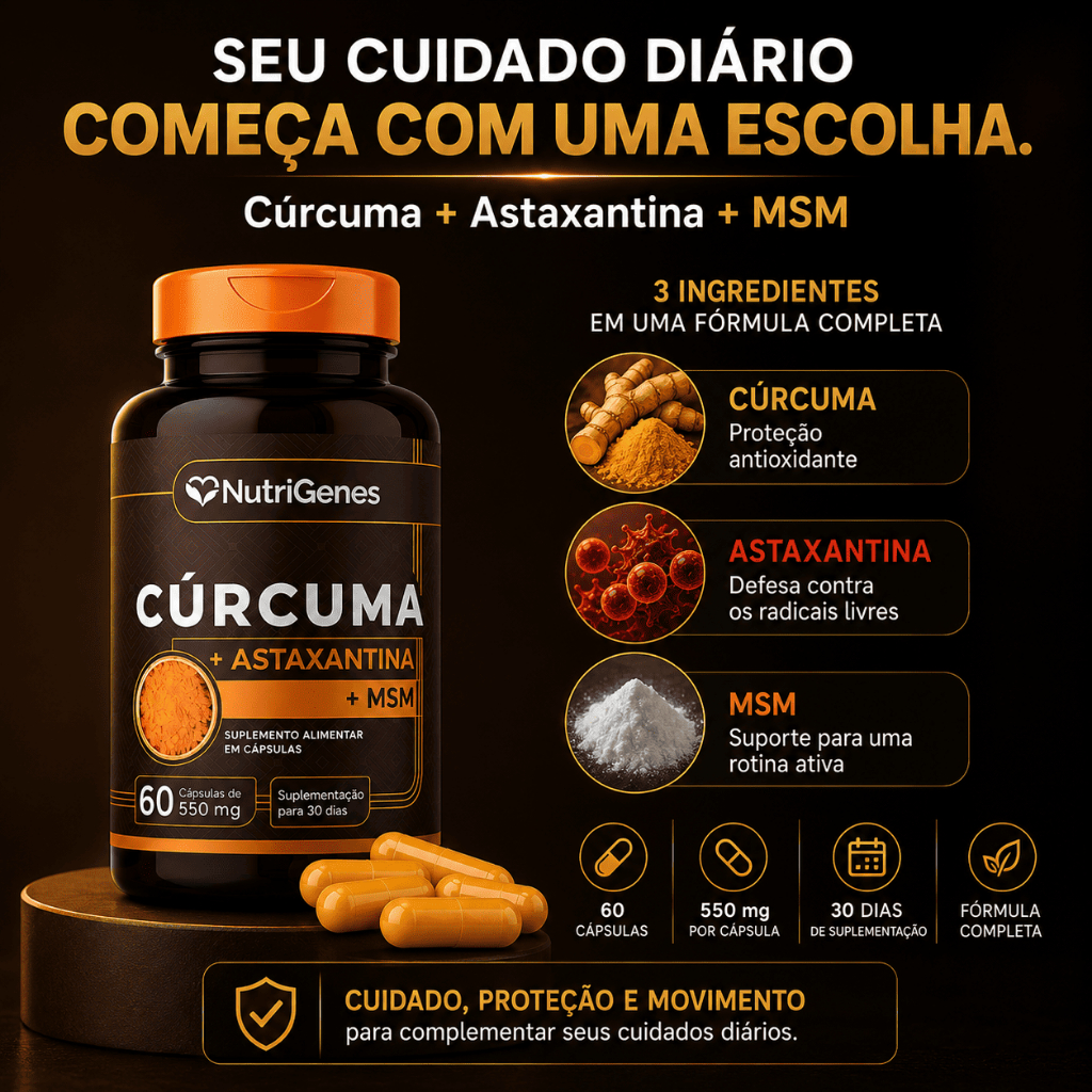 Curcuma + Astaxantina + MSM - 60 Capsulas