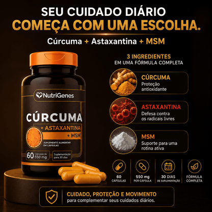 Curcuma + Astaxantina + MSM - 60 Capsulas