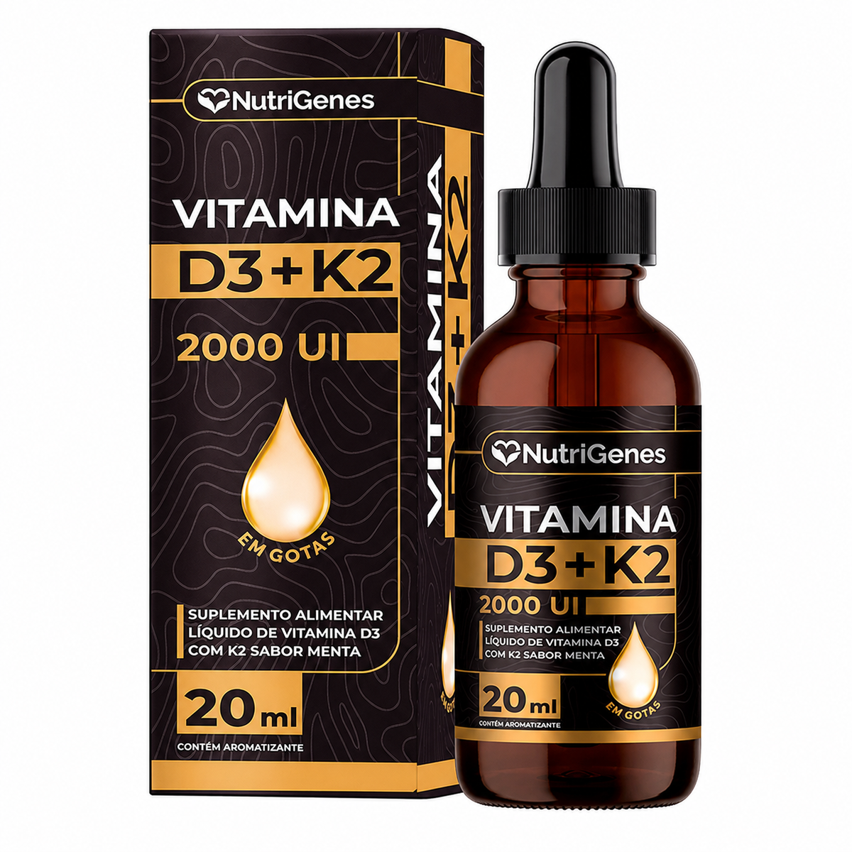 Vitamina D3 + K2 2000 UI em Gotas - Kit com 2 Unidades 20ml