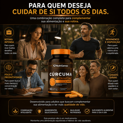 Curcuma + Astaxantina + MSM - 60 Capsulas