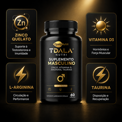 Suplemento Masculino Zinco D3 Arginina Taurina – 60 Cápsulas