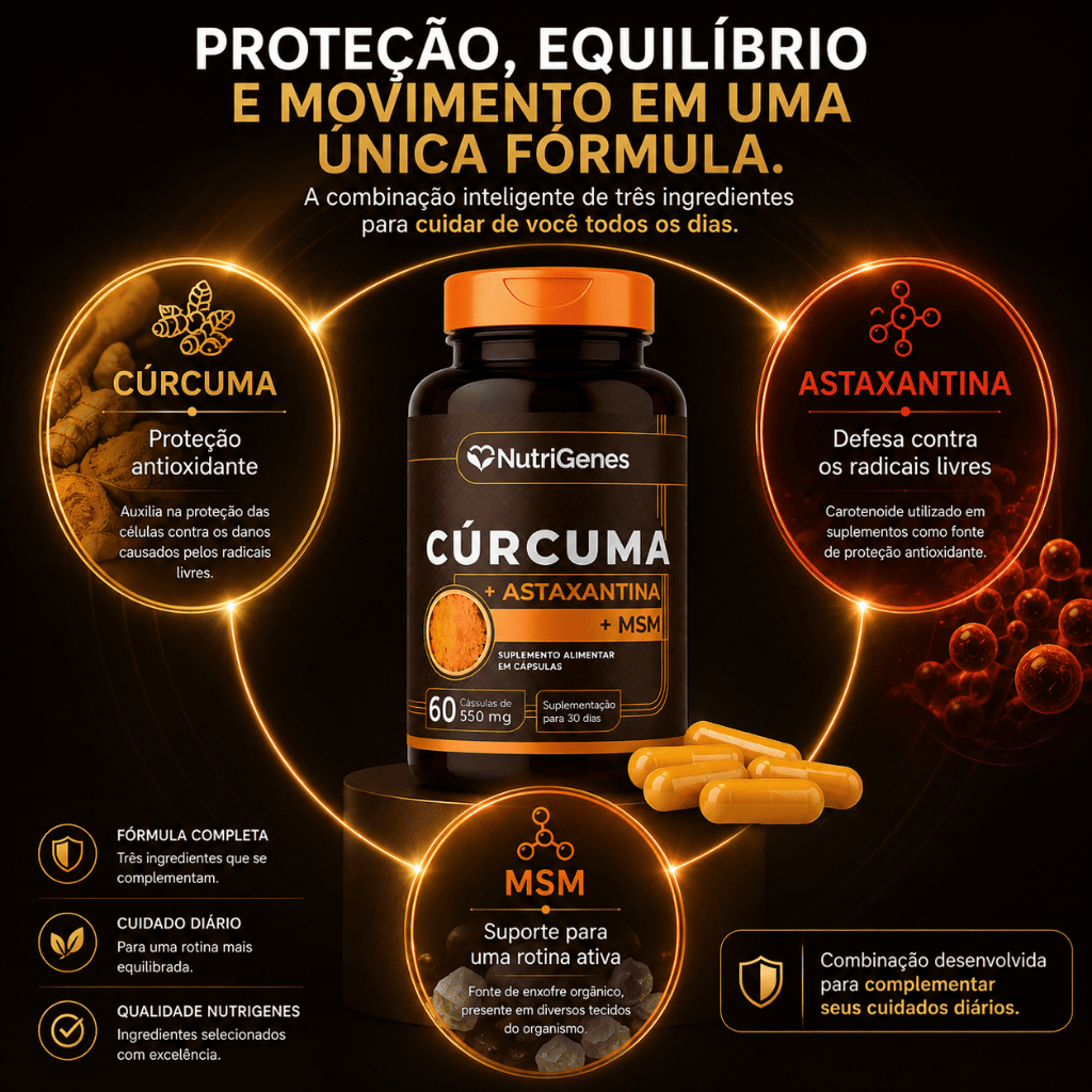 Curcuma + Astaxantina + MSM - 60 Capsulas