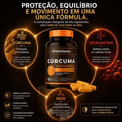 Curcuma + Astaxantina + MSM - 60 Capsulas