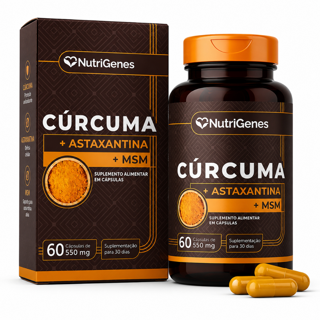 Curcuma + Astaxantina + MSM - 60 Capsulas