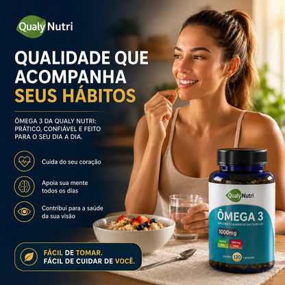 Ômega 3 QualyNutri 1000 mg – 120 Cápsulas | EPA 540 mg + DHA 360 mg