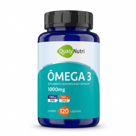 Ômega 3 QualyNutri 1000 mg – 120 Cápsulas | EPA 540 mg + DHA 360 mg