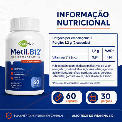 Metil B12 QualyNutri 994 mcg – 60 Cápsulas