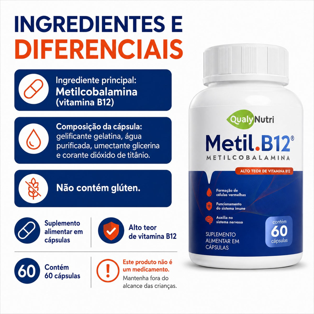 Metil B12 QualyNutri 994 mcg – 60 Cápsulas