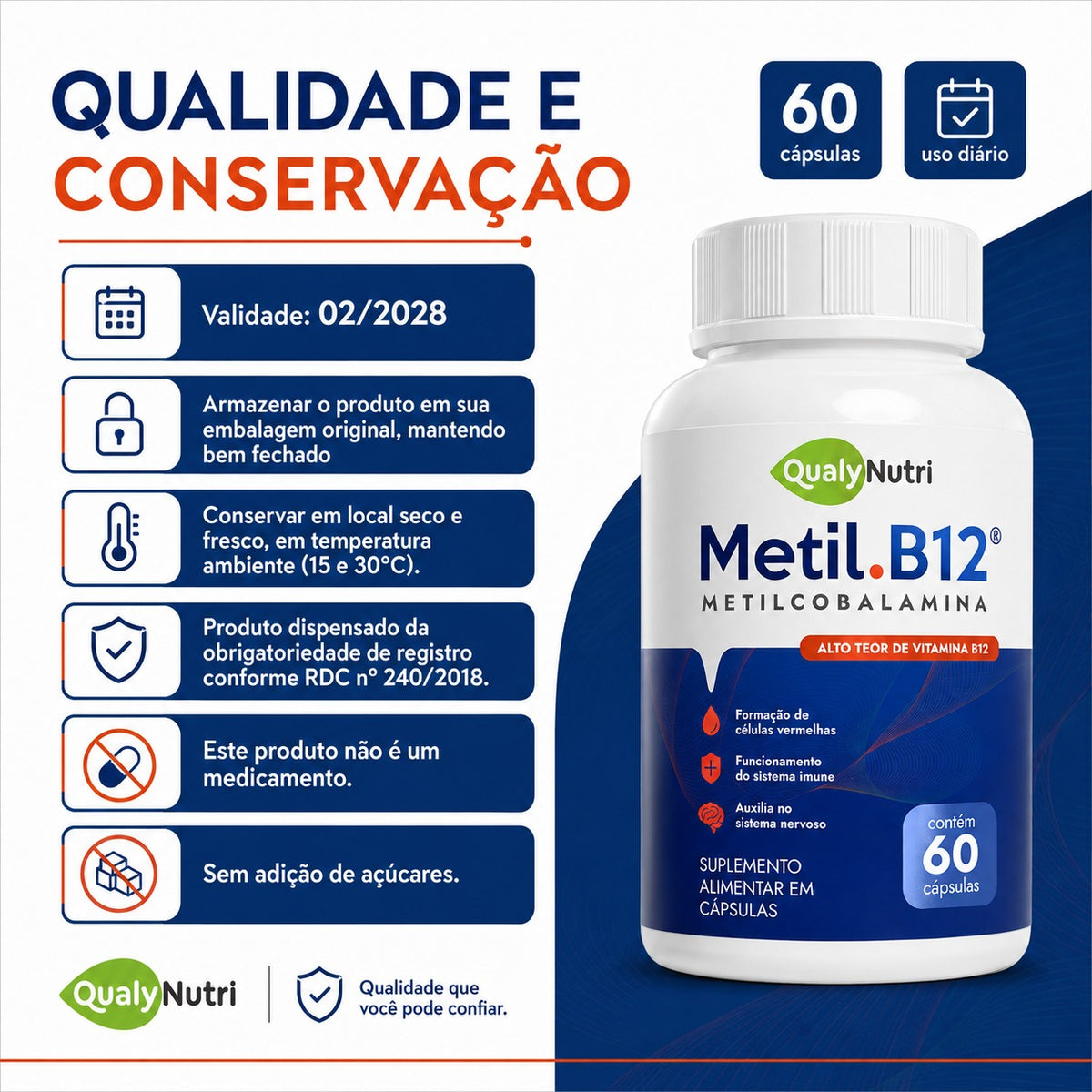 Metil B12 QualyNutri 994 mcg – 60 Cápsulas