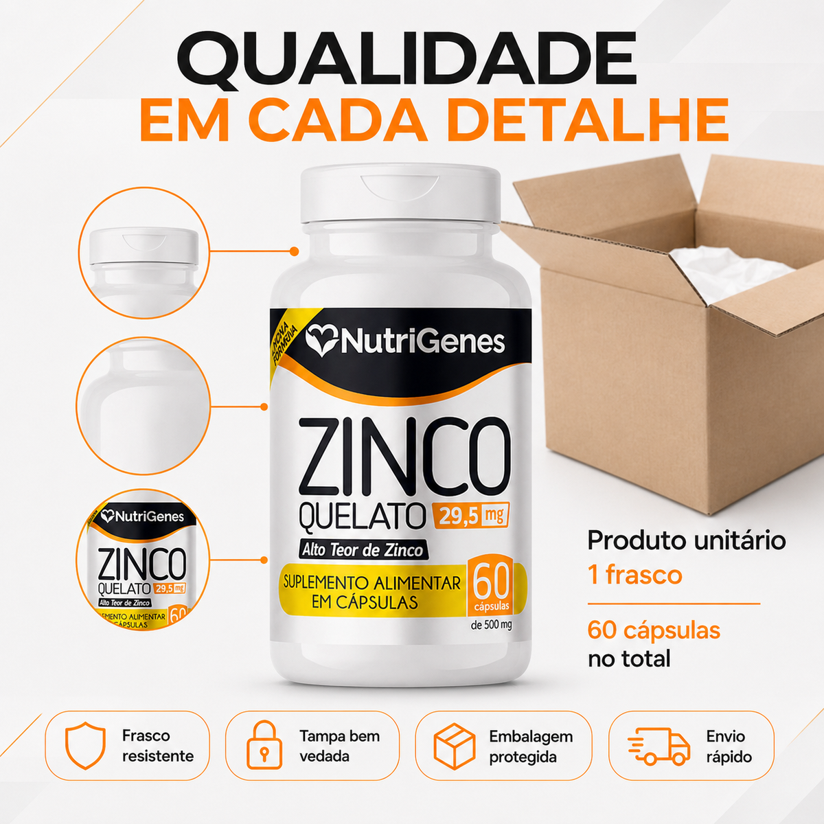 Zinco Quelato 29,5 mg - 60 Capsulas