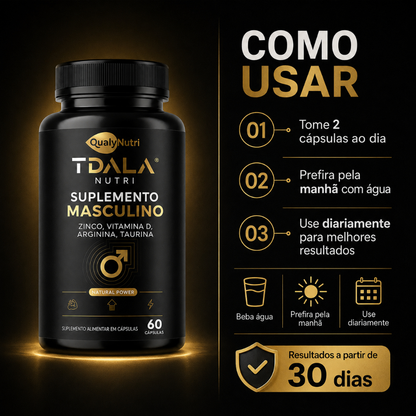 Suplemento Masculino Zinco D3 Arginina Taurina – 60 Cápsulas