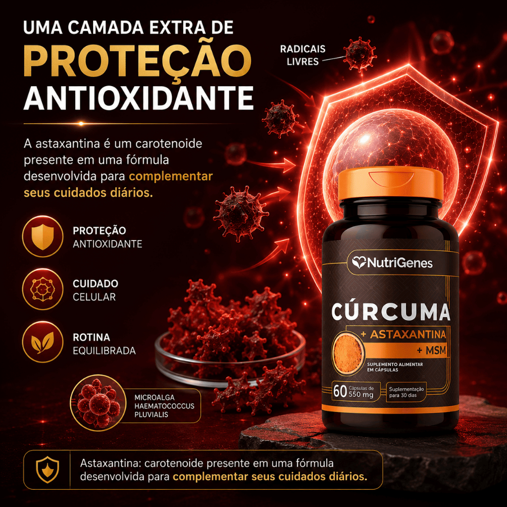 Curcuma + Astaxantina + MSM - 60 Capsulas
