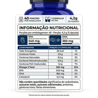 Ômega 3 QualyNutri 1000 mg – 120 Cápsulas | EPA 540 mg + DHA 360 mg